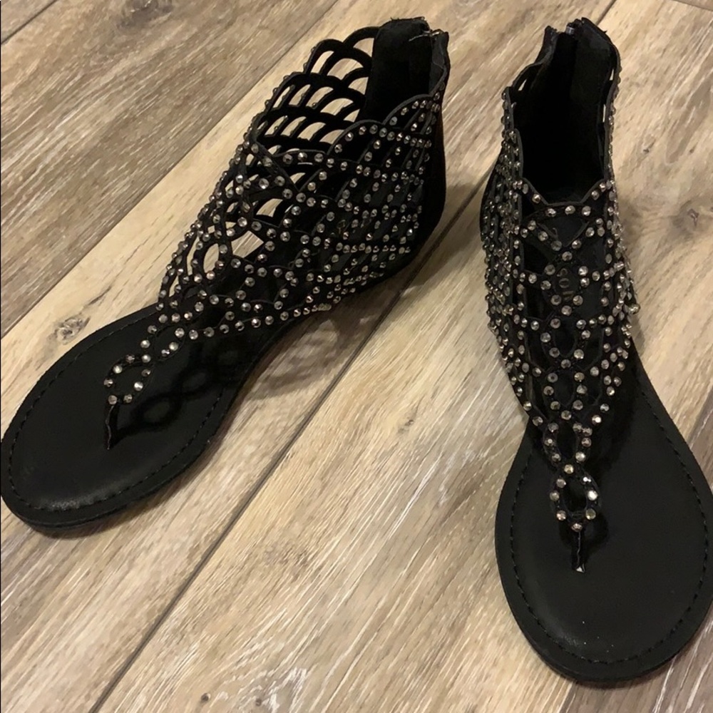 Black sparkly sandals